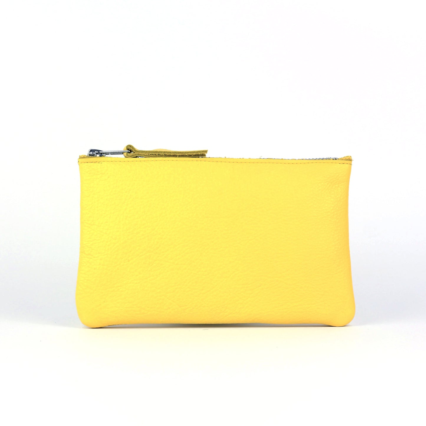 Yellow Leather Zip Pouch