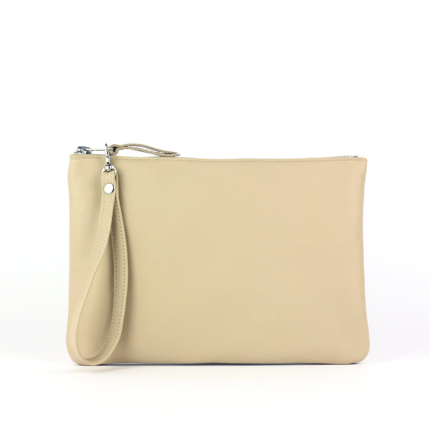 Beige Leather Clutch