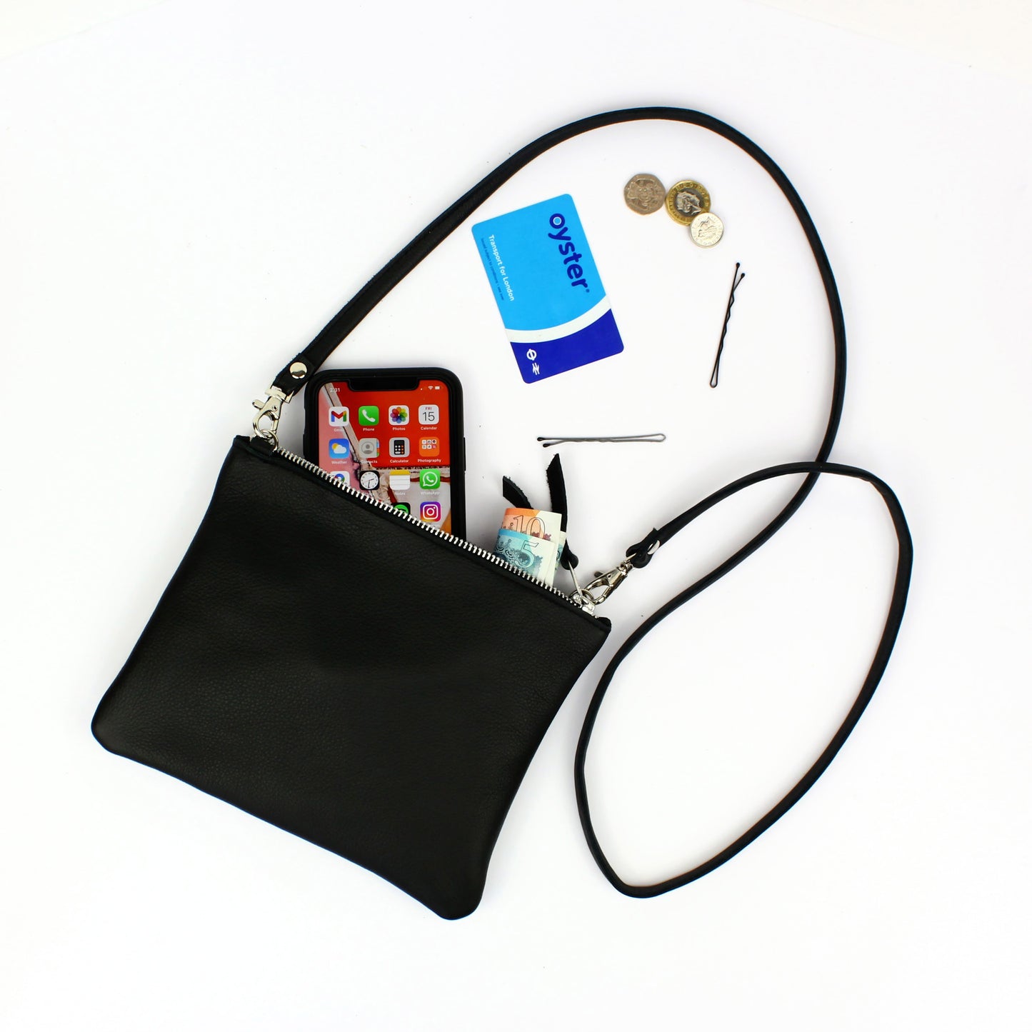 Black Leather Crossbody