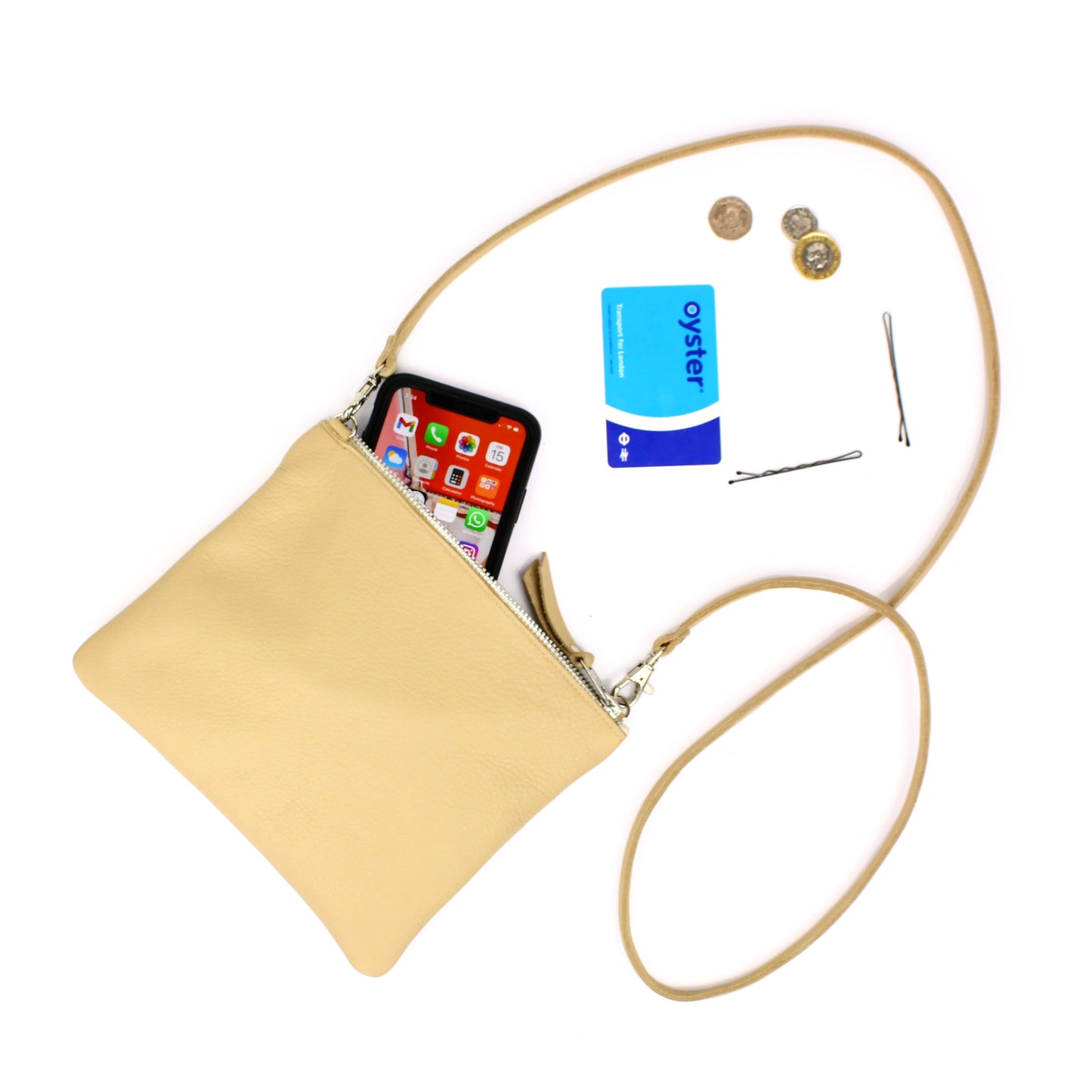 Beige Leather Crossbody