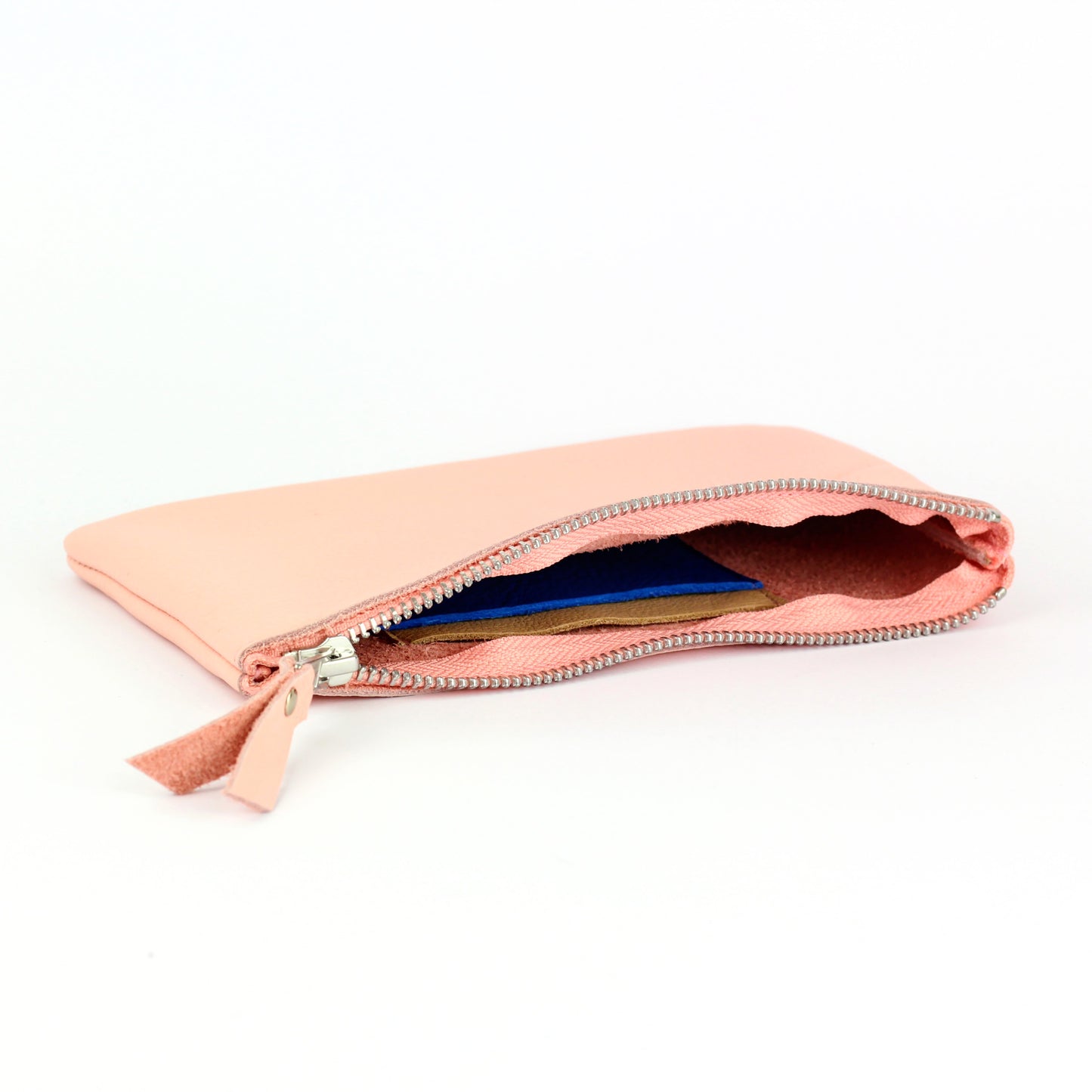 Pink Leather Zip Pouch