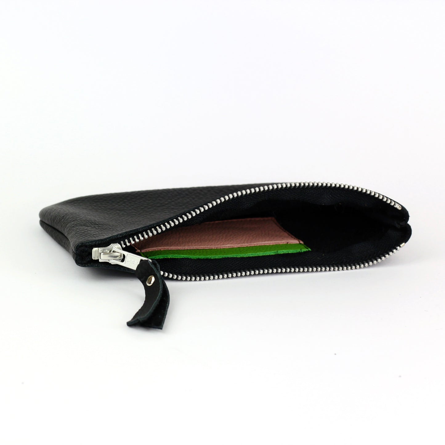 Black Leather Zip Pouch
