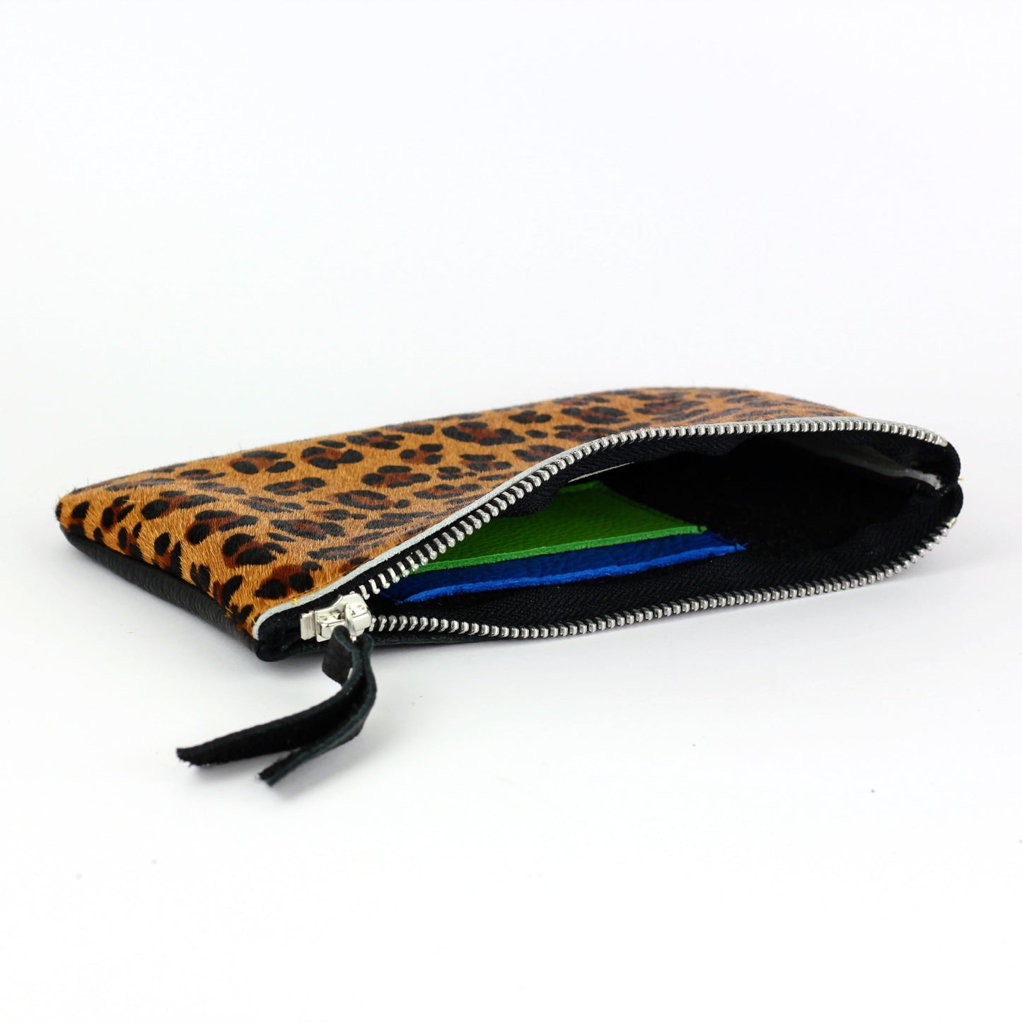 Leopard Leather Zip Pouch