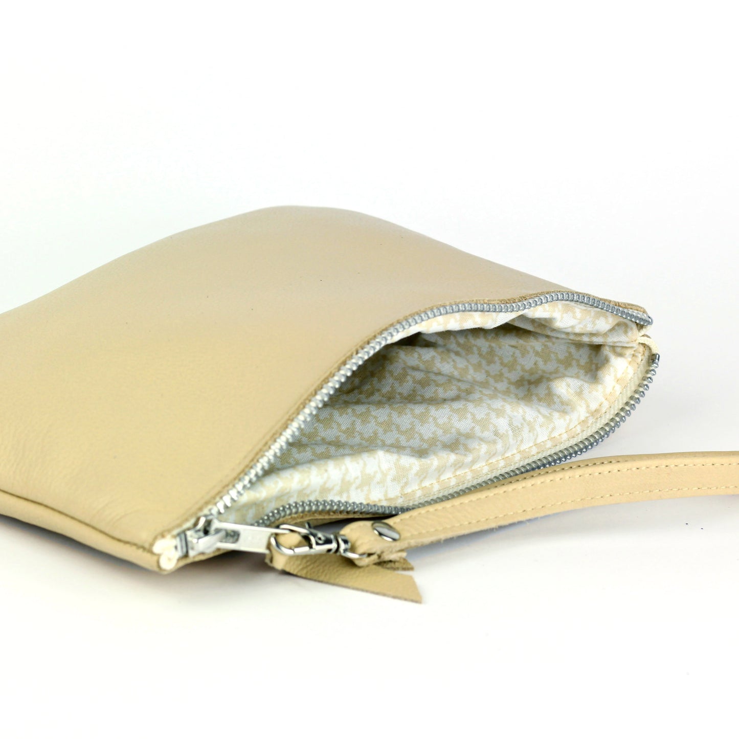 Beige Leather Clutch
