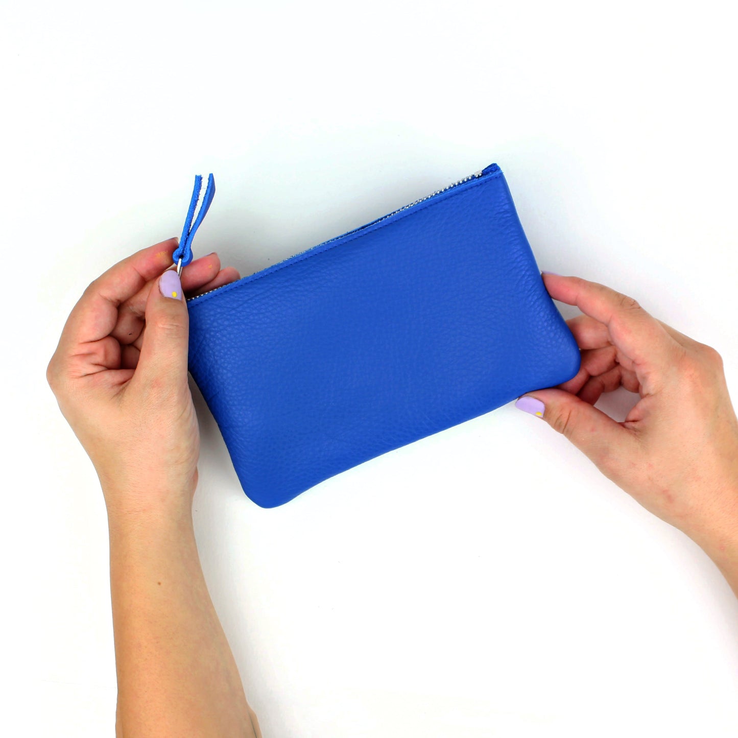 Cobalt Leather Zip Pouch