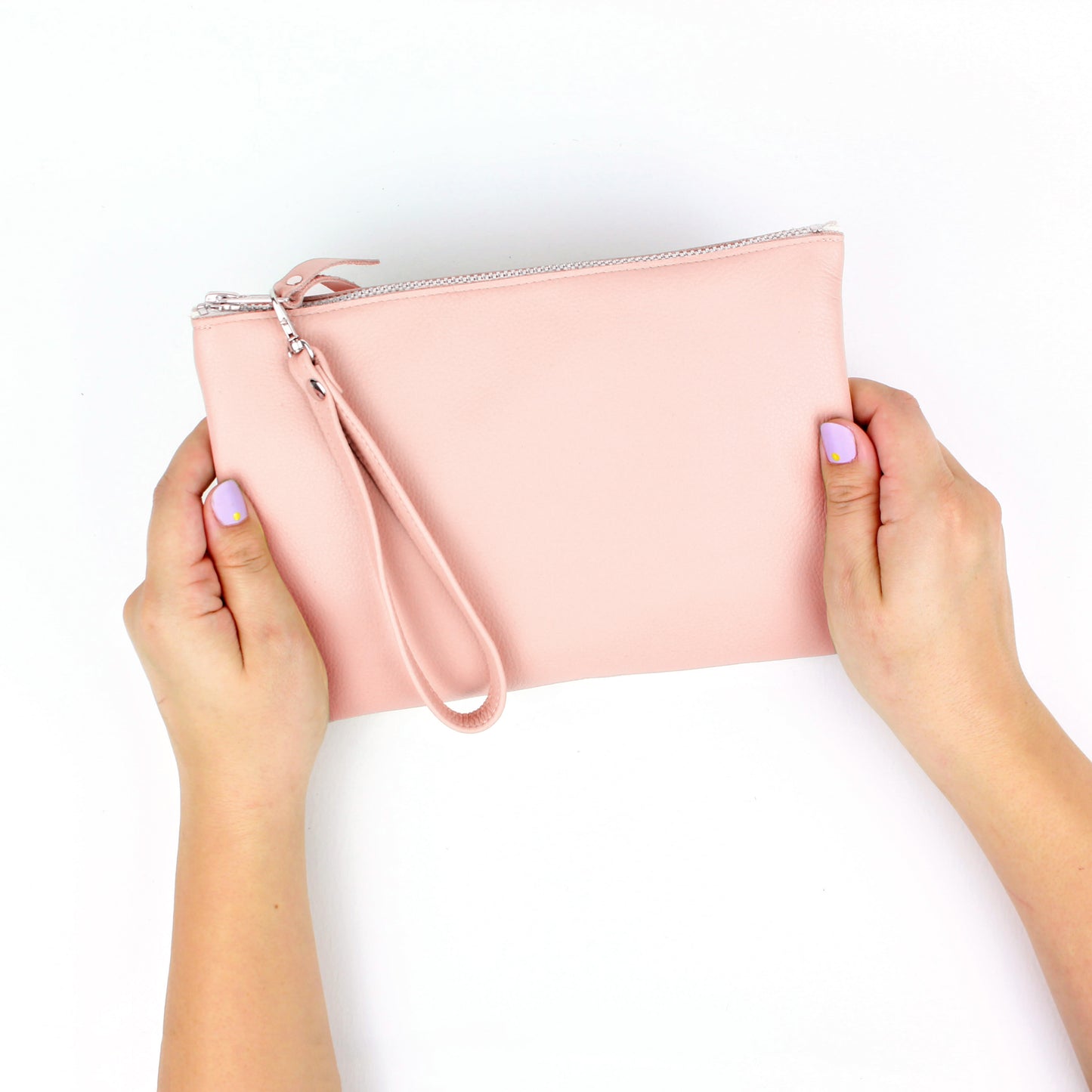 Pink Leather Clutch
