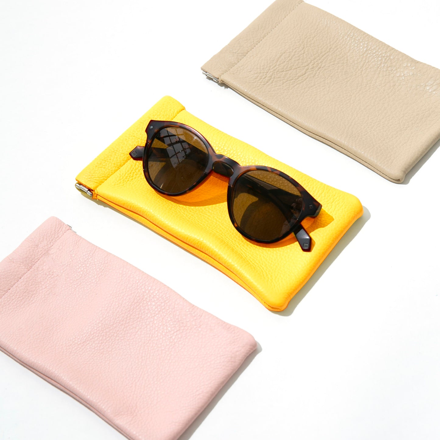 Snap Top Leather Glasses Sleeve