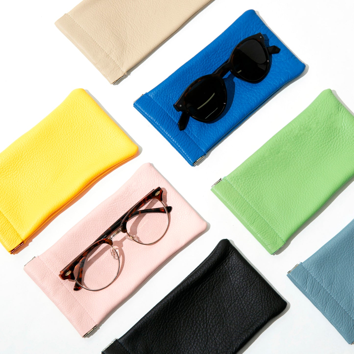 Snap Top Leather Glasses Sleeve