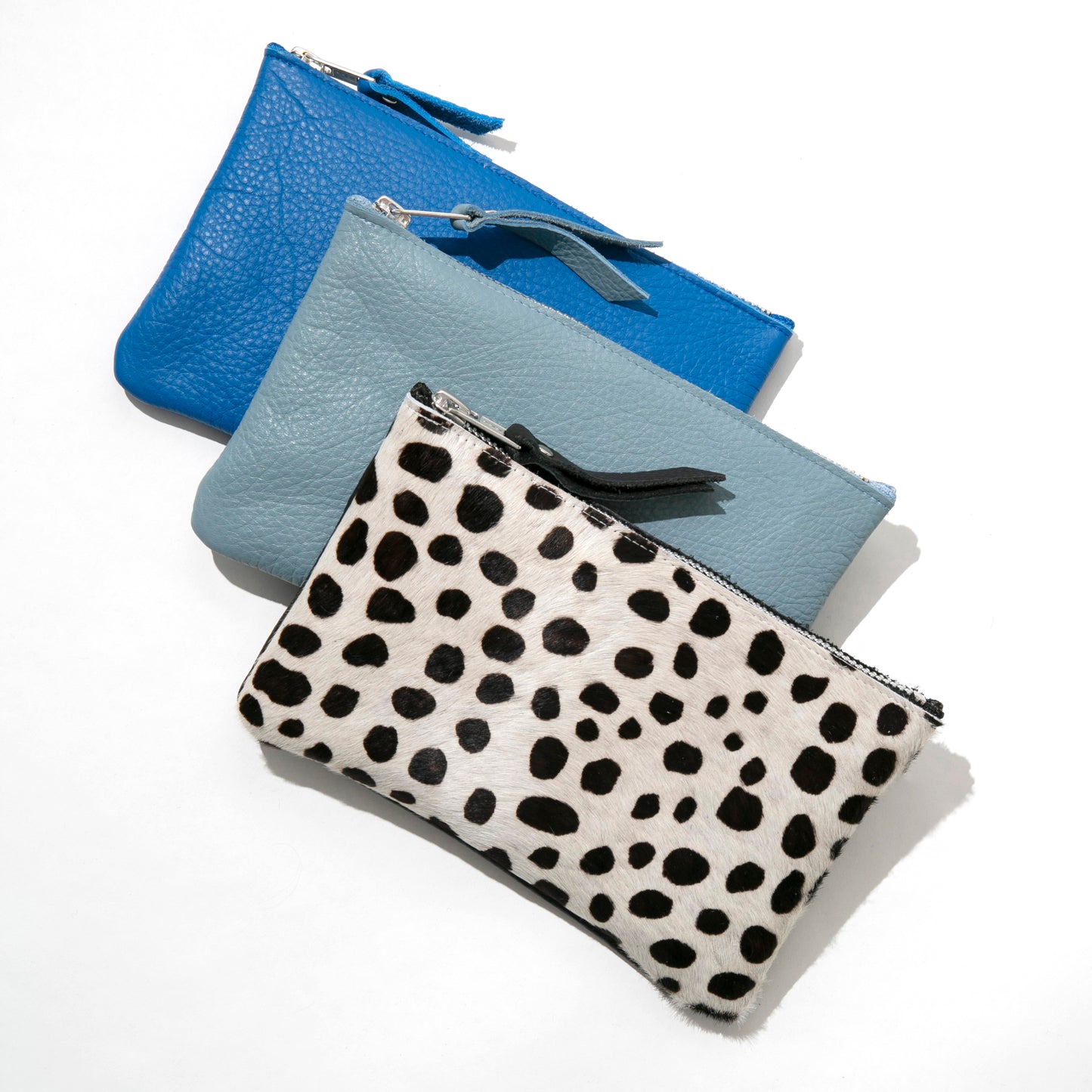 Cobalt Leather Zip Pouch