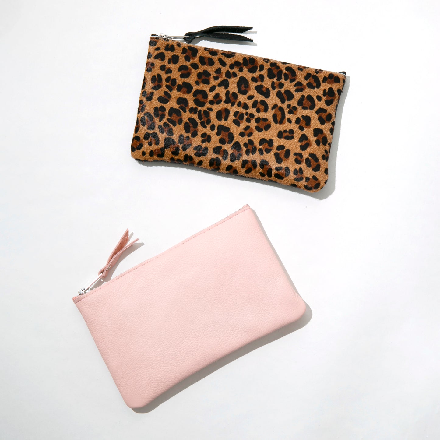 Pink Leather Zip Pouch