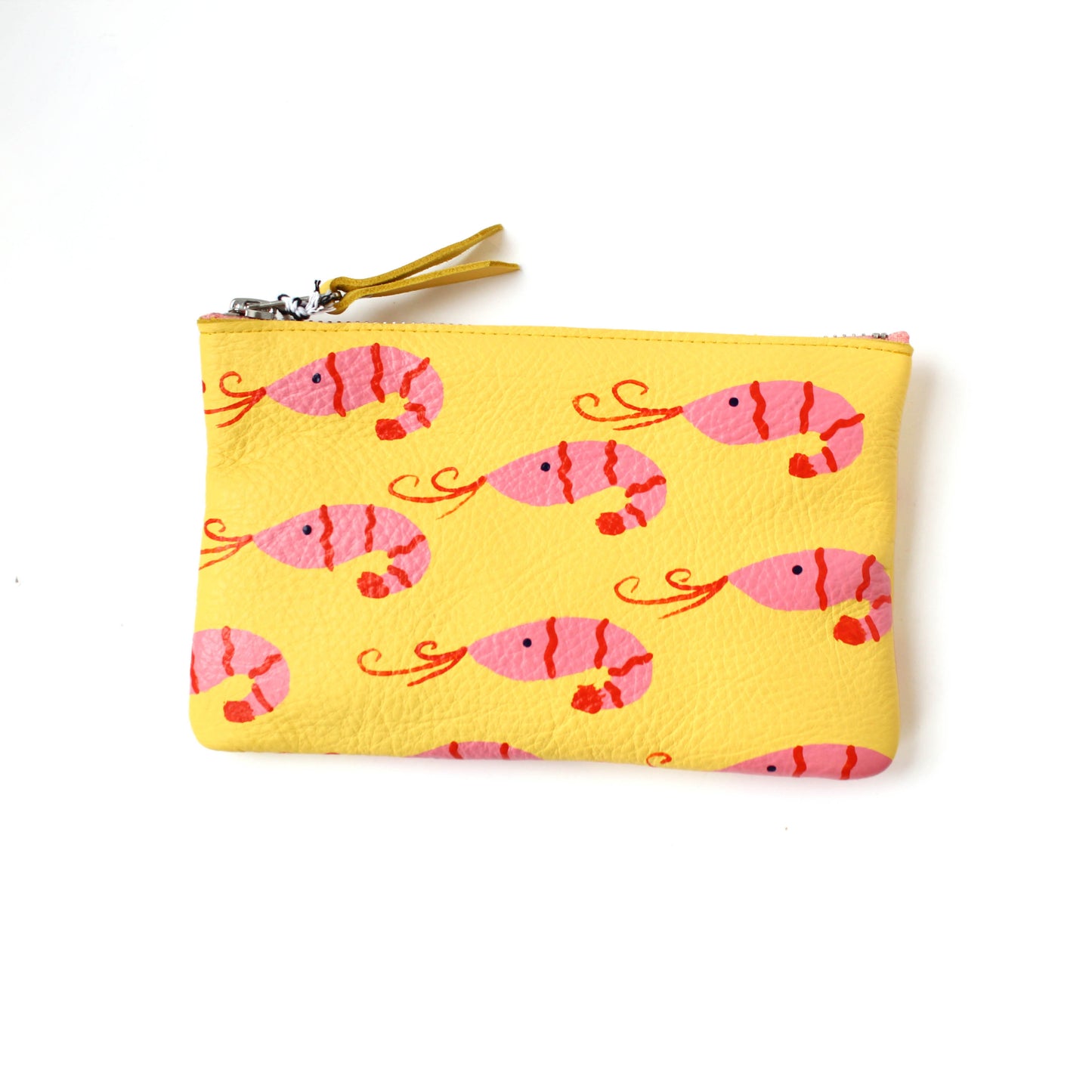 Hand-Painted Prawn Zip Pouch