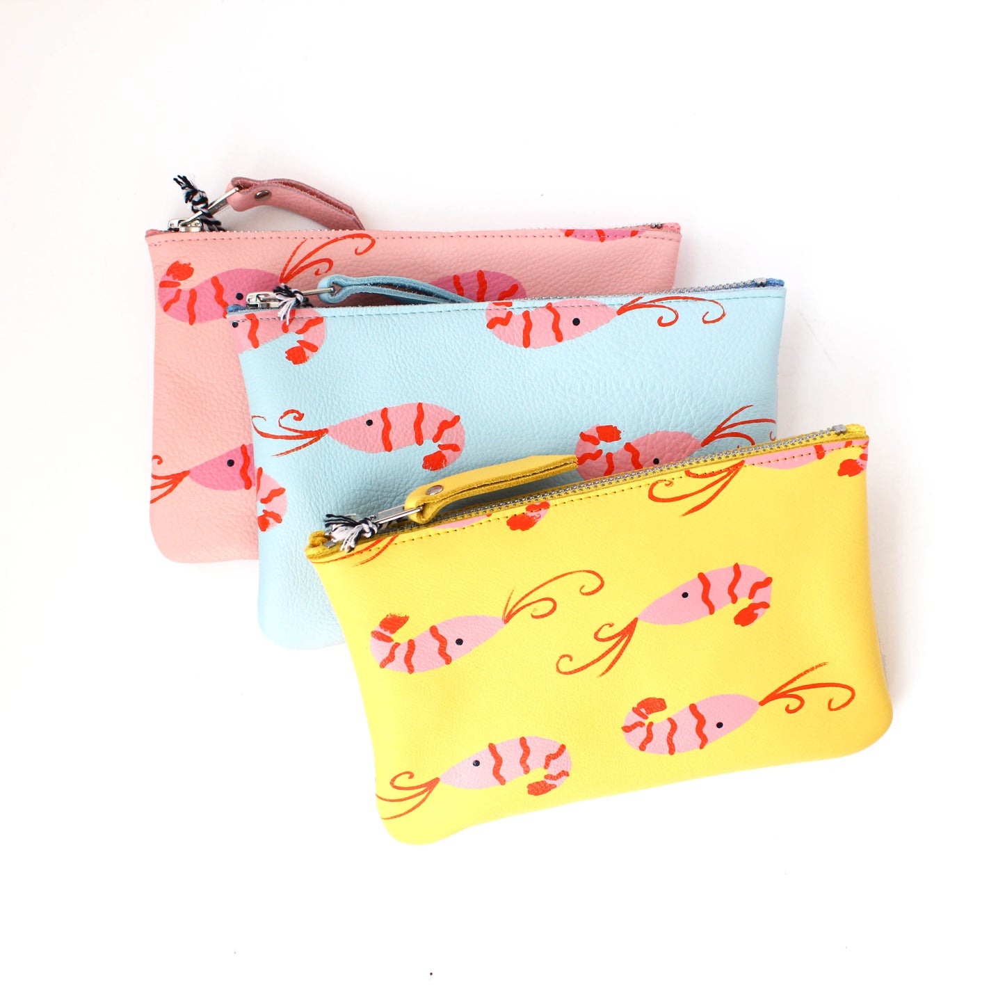 Hand-Painted Prawn Zip Pouch