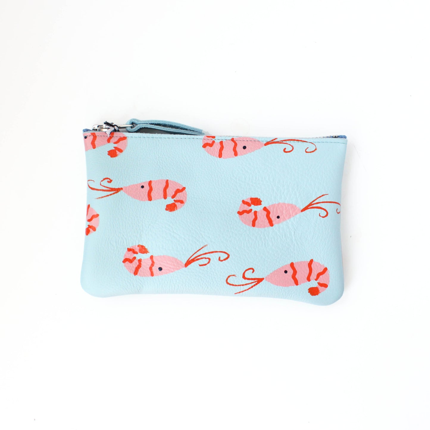 Hand-Painted Prawn Zip Pouch