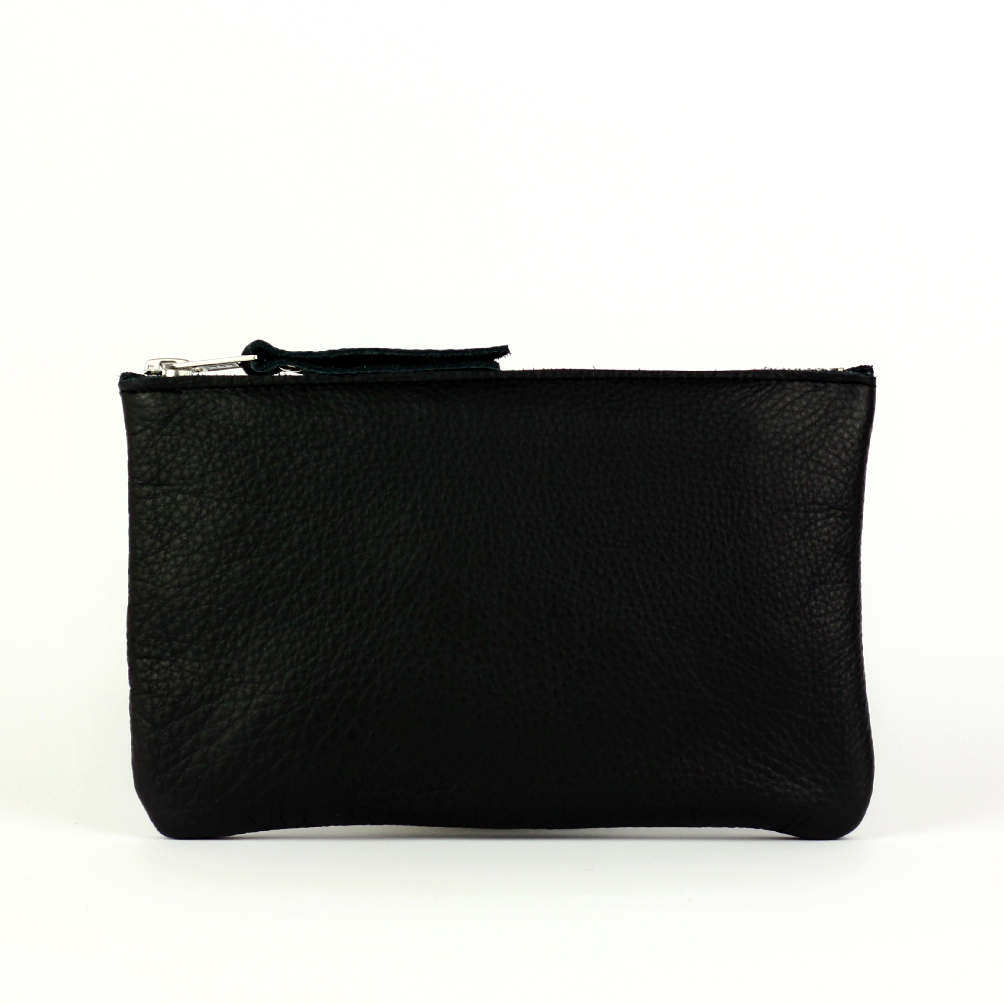 Black Leather Zip Pouch