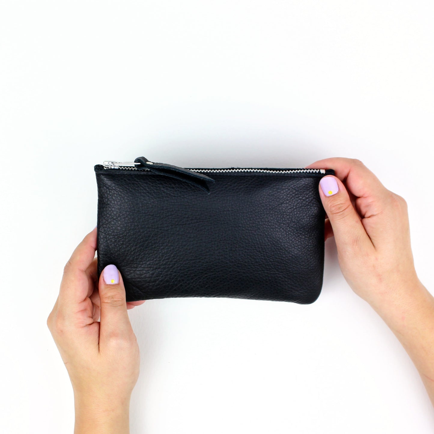 Black Leather Zip Pouch