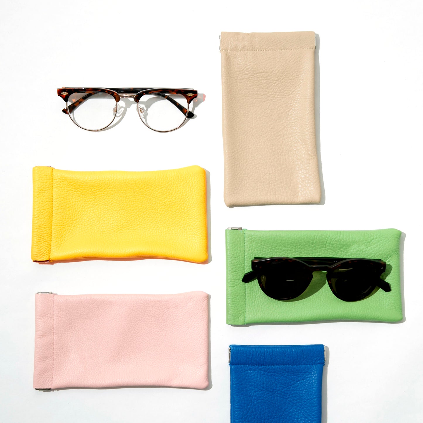 Snap Top Leather Glasses Sleeve