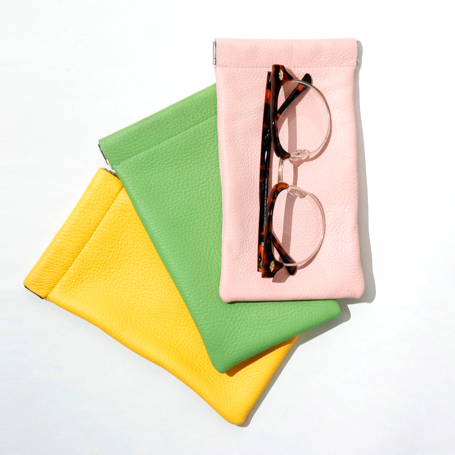 Snap Top Leather Glasses Sleeve