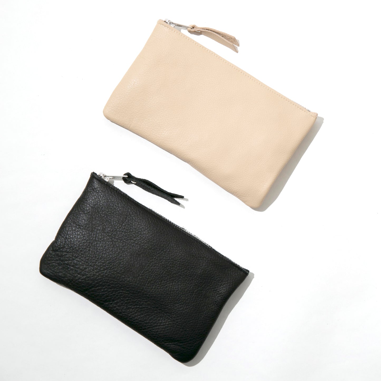 Black Leather Zip Pouch