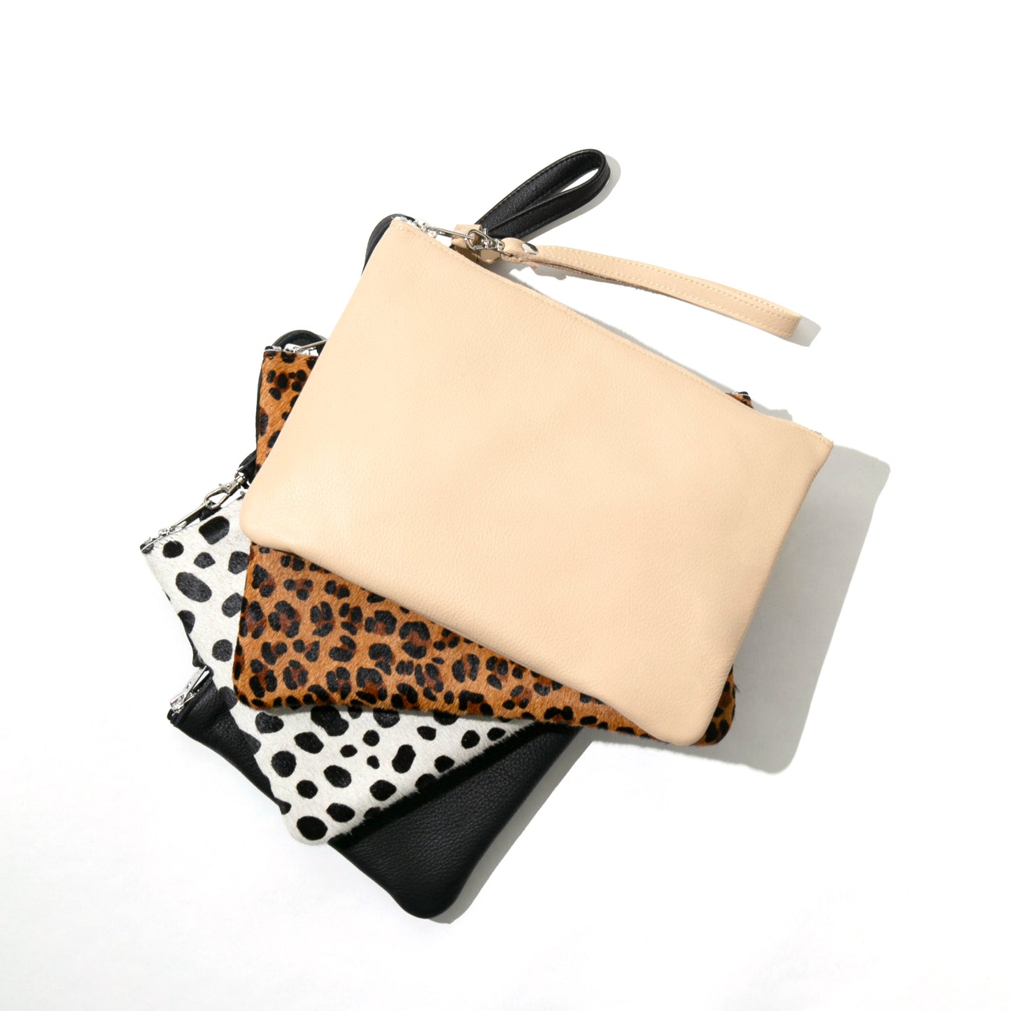 Beige Leather Clutch